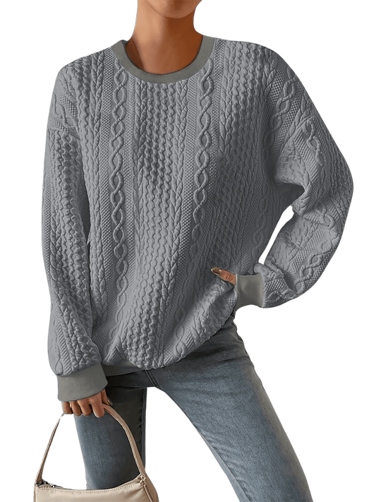 Jessica - Casual kabel dames sweater met ronde hals - Felesty