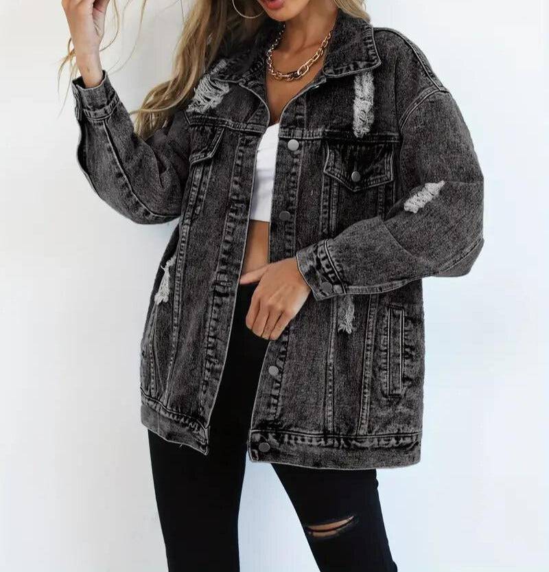 Katarina - Trendy oversized dames spijkerjas - Felesty