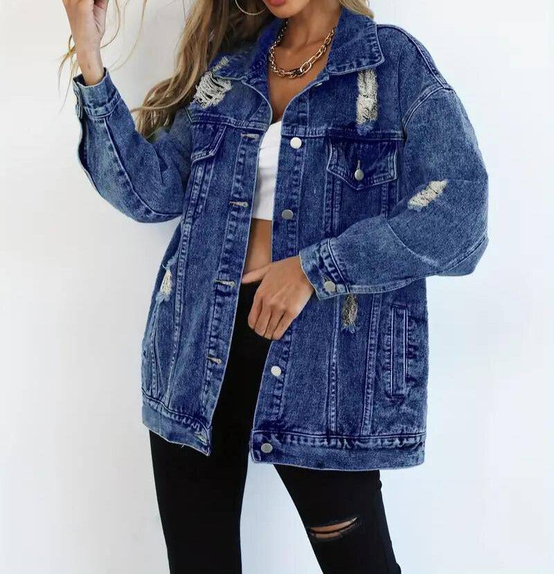 Katarina - Trendy oversized dames spijkerjas - Felesty