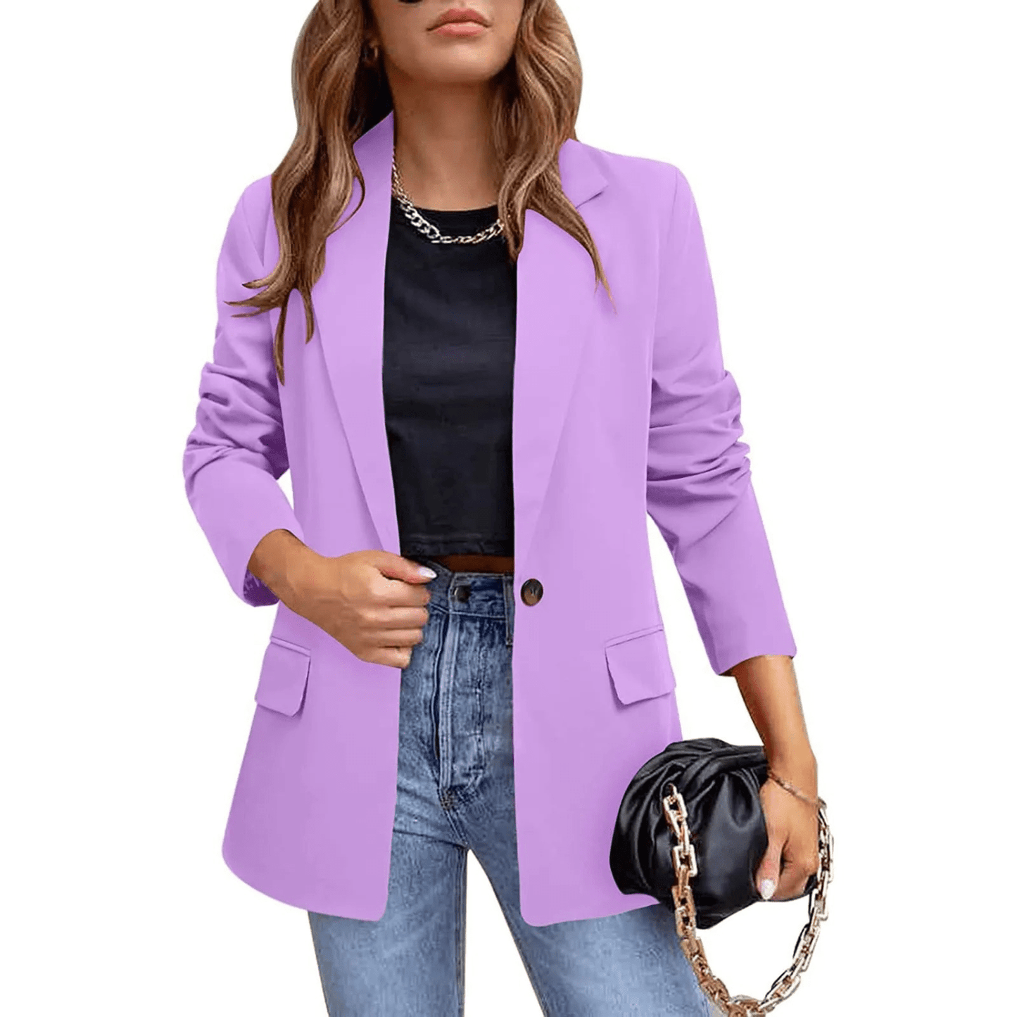 Lila - Elegante dames blazer met stretch en knoopsluiting - Felesty