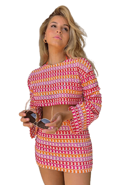 Milou - Stijlvolle cropped print dames set - Felesty