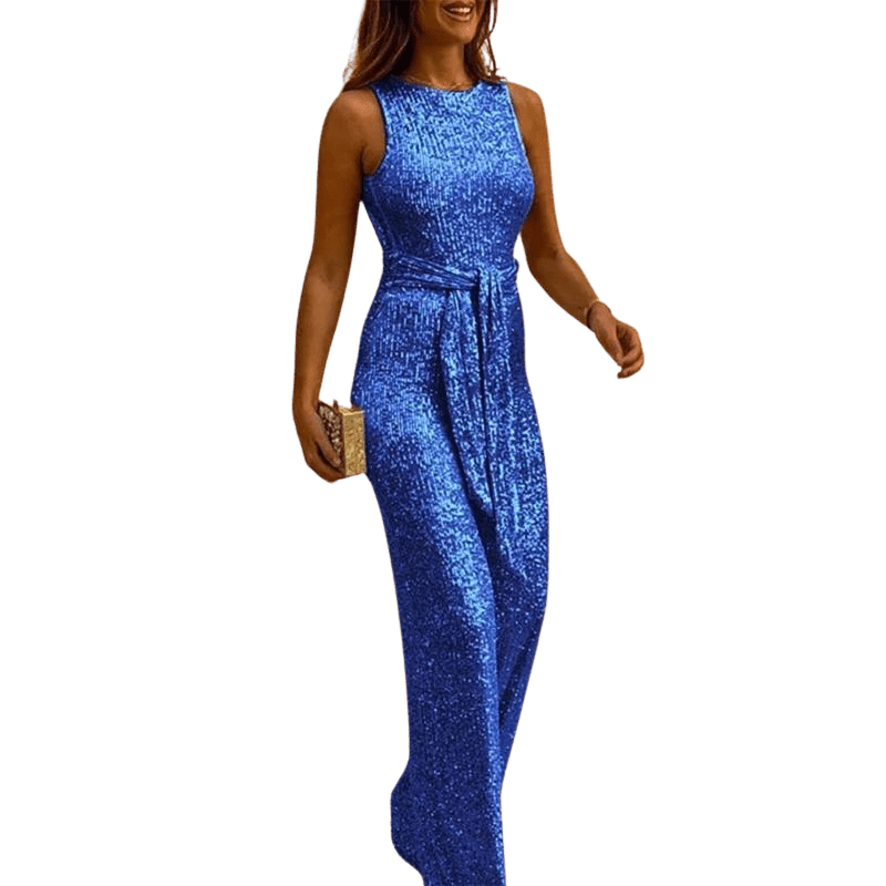 Nella - Elegante glitter dames jumpsuit met centuur - Felesty