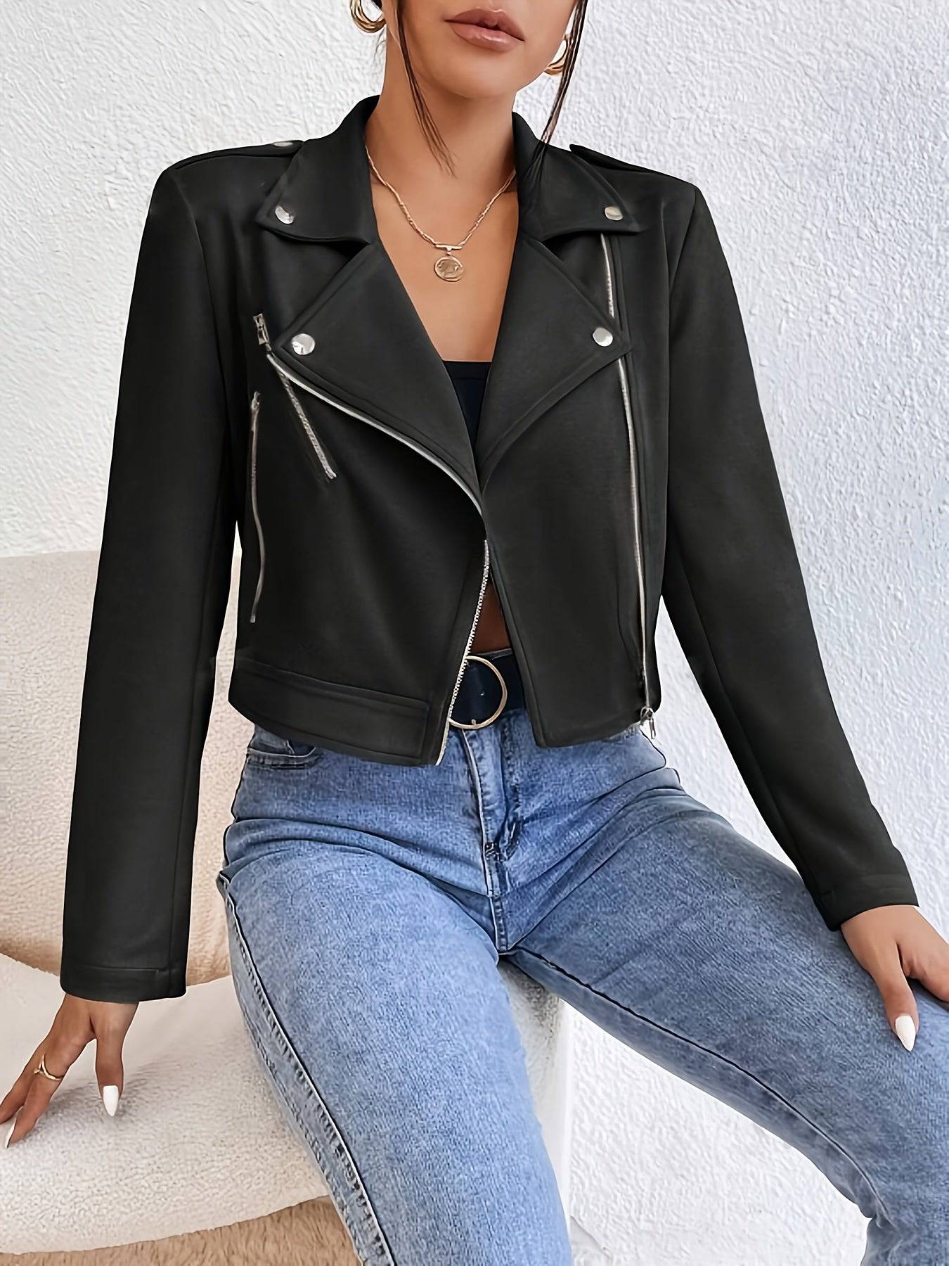 Nerea - Stijlvolle leren crop dames jacket - Felesty