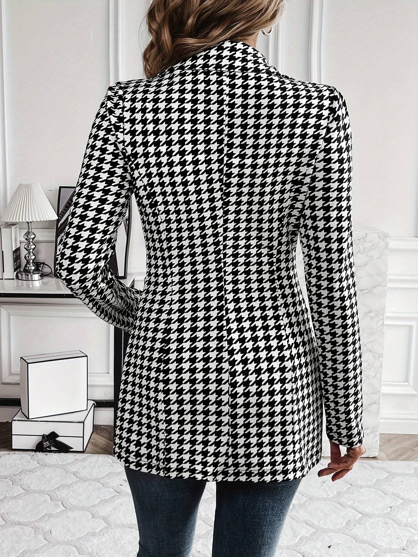 Yalda - Elegante dames blazer met Pied-De-Poule print en knoopsluiting - Felesty